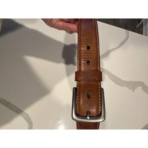 Fossil Mens Genuine Leather Belt Silver Buckle Size 34 Brown Classic